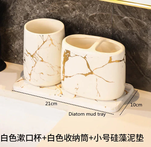 decorative ceramic bathroom set with accessories - vue 9 sur 24