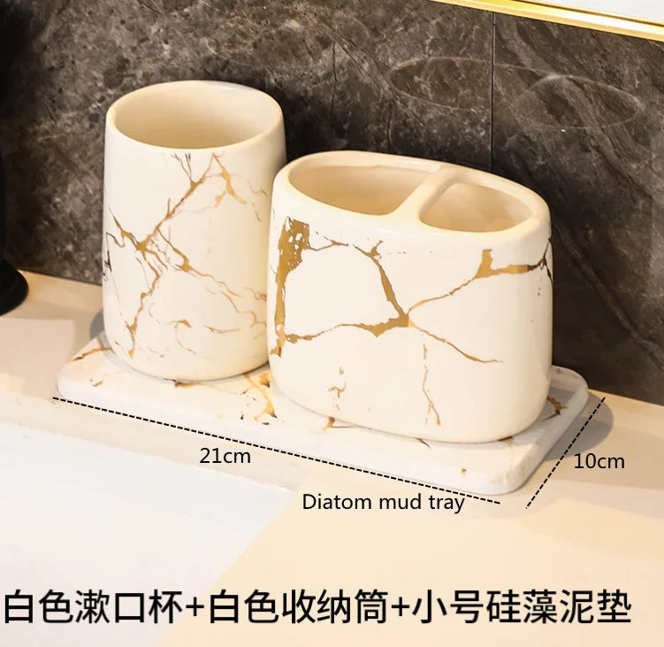 decorative ceramic bathroom set with accessories - vue 8 sur 24