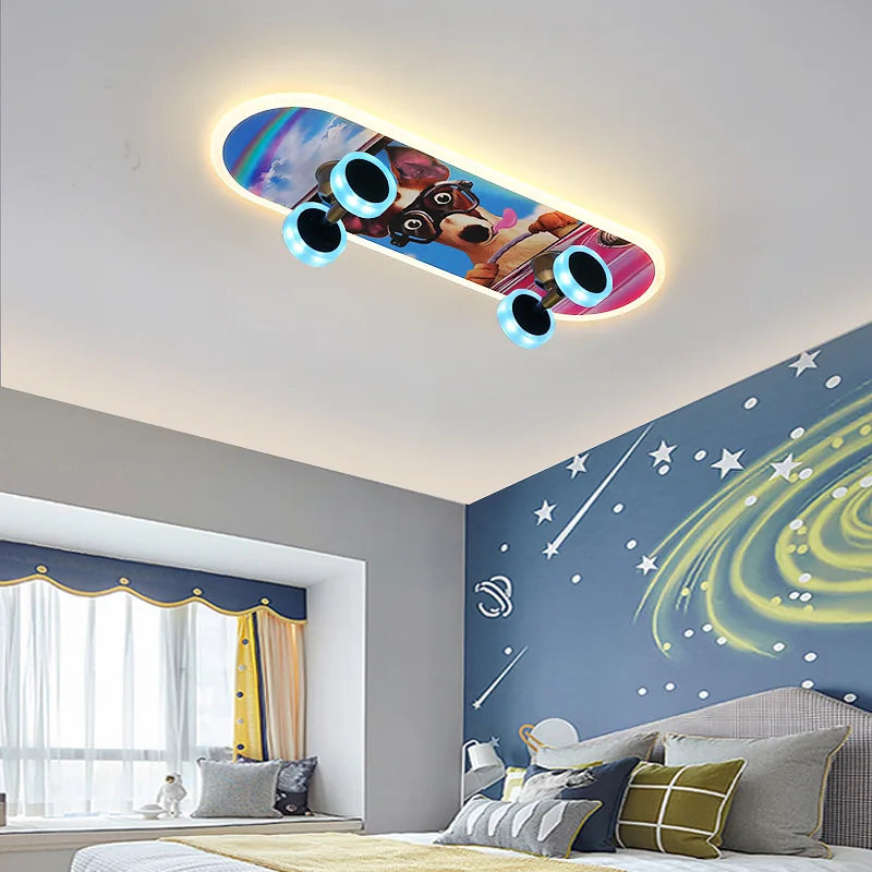 Dimmable skateboard ceiling light for children's bedroom - vue 3 sur 19