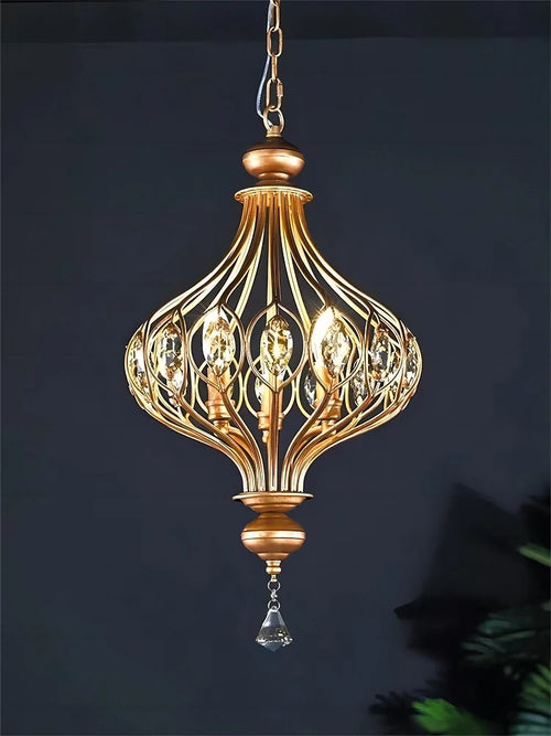 Vintage crystal pendant light for elegant retro style - vue 3 sur 9