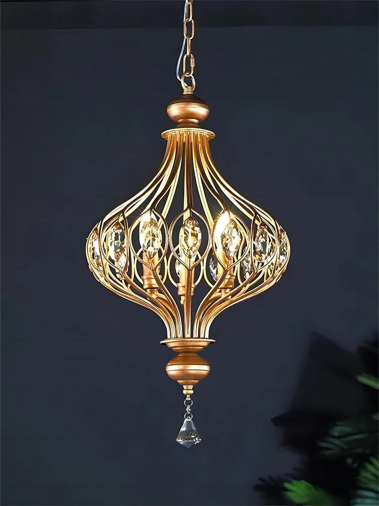 Vintage crystal pendant light for elegant retro style - vue 2 sur 9