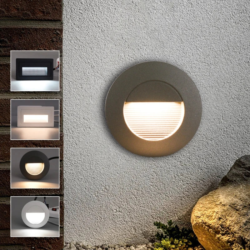 Integrated waterproof LED stair footlight, concealed for outdoor use