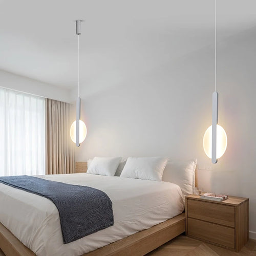 Modern geometric LED acrylic moon pendant light - vue 5 sur 24