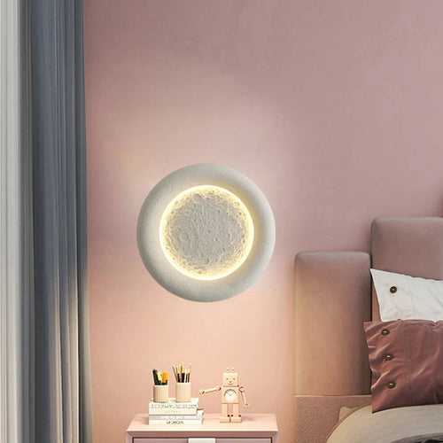 Led moon wall light 3 brightness levels art deco resin - vue 4 sur 8