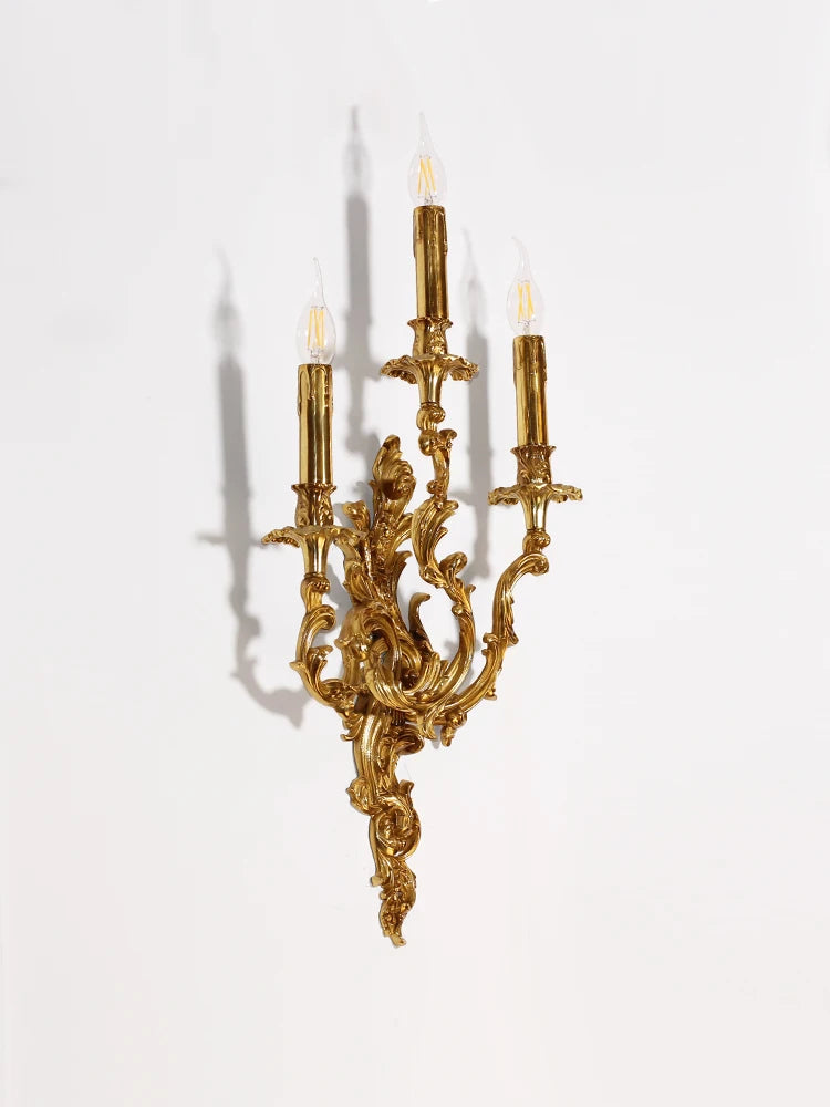 Retro brass wall light American style with interior mirror