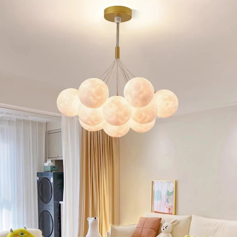 Modern children's chandelier with bubble pendant and remote control