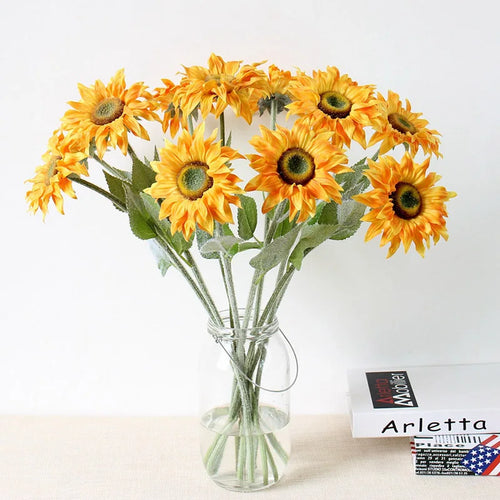 Artificial sunflower bouquet wedding party home decoration plants - vue 2 sur 8