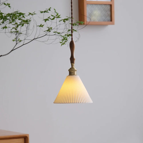 Nordic vintage ceramic and brass pendant chandelier - vue 2 sur 10