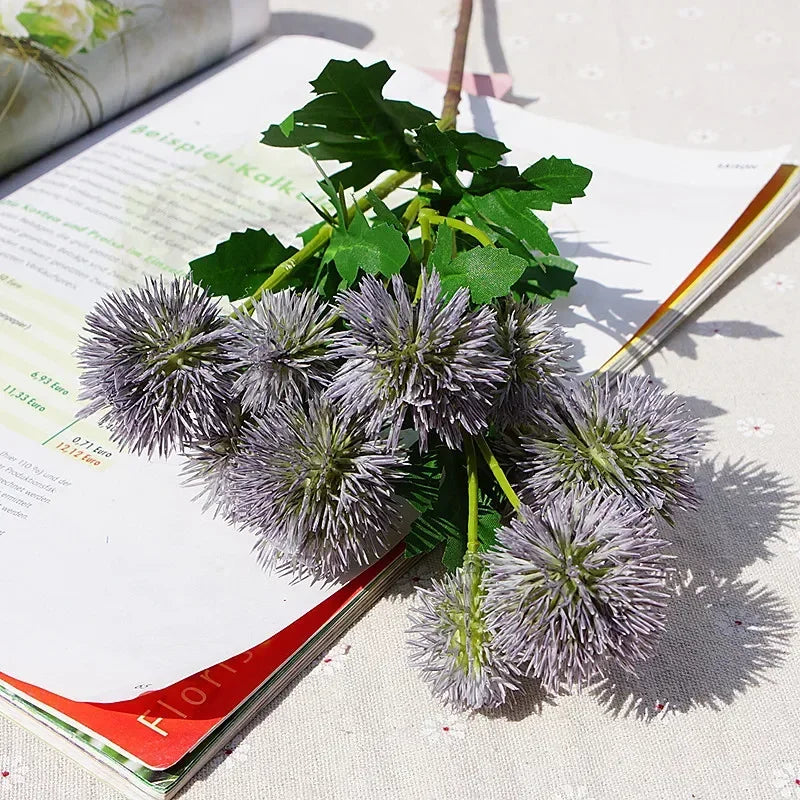 fleurs artificielles en boule de ginseng décoratives en plastique - vue 3 sur 7