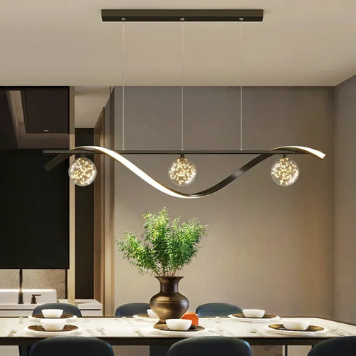 Minimalist glass LED pendant light with dimmer for home - vue 3 sur 8