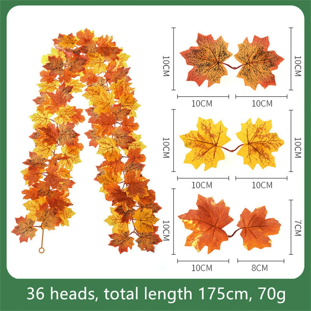 Decorative artificial silk maple leaf garland for garden - vue 12 sur 16