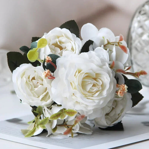 Pink silk peony bouquet for interior decoration - vue 10 sur 12