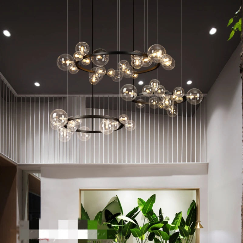 Adjustable height bubble ball LED pendant light