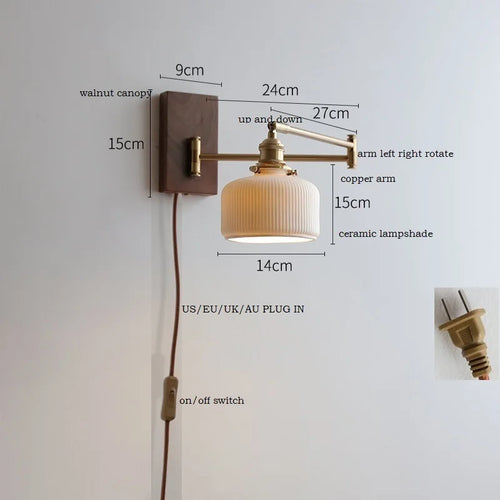 Ash and walnut wood LED wall light - vue 20 sur 23