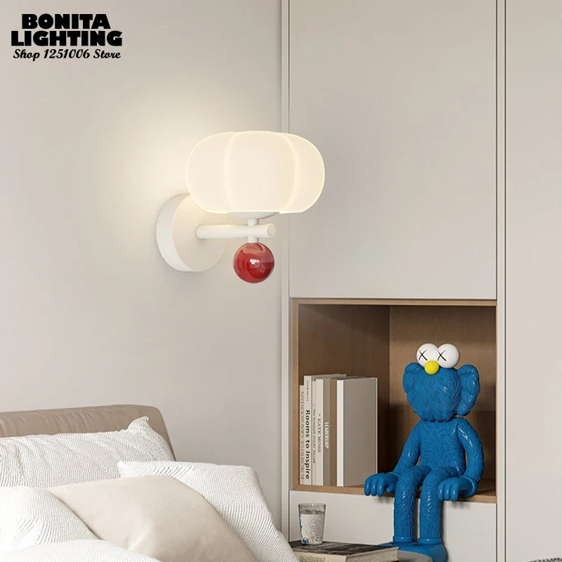 Minimalist modern cream pumpkin wall light