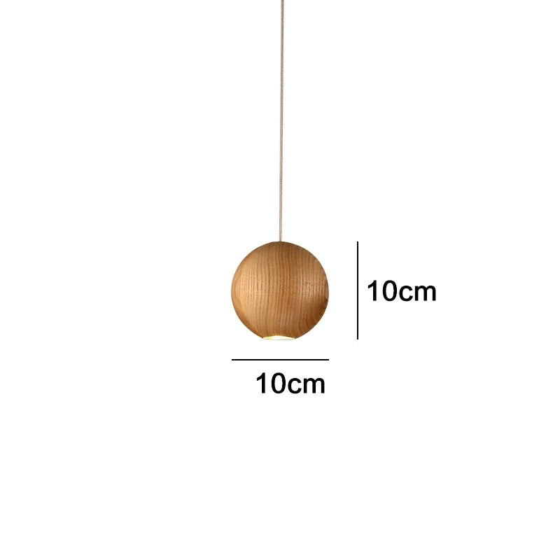 Modern wooden LED pendant light GZMJ with multiple heads - vue 11 sur 11