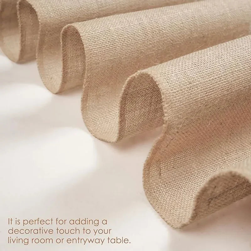 Rustic woven jute and linen table runner - vue 5 sur 7