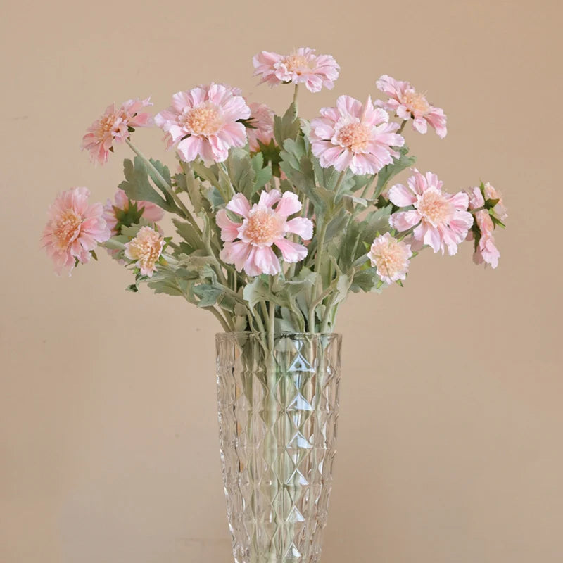 Artificial flocked chrysanthemum silk floral decoration