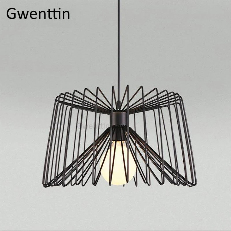 Creative iron pendant light with decorative LED lighting - vue 6 sur 7