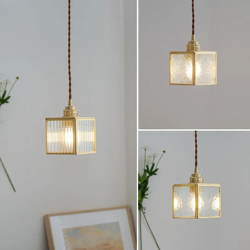 Vintage copper pendant light with glass for indoor lighting