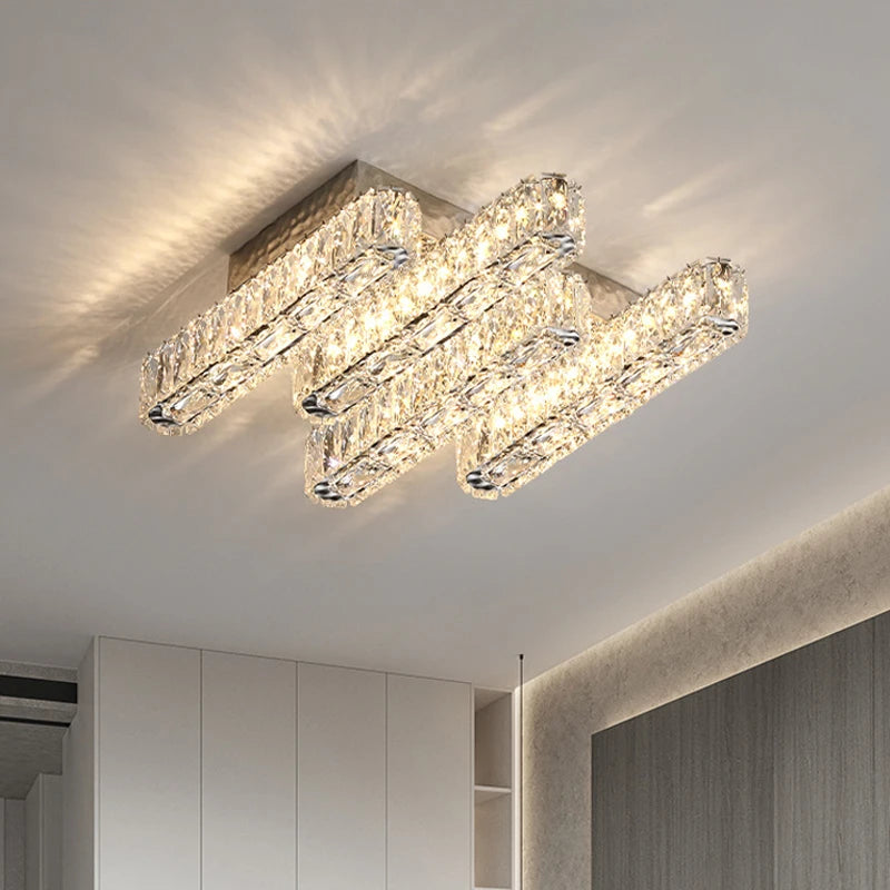 Modern luxury crystal ceiling light - vue 3 sur 9