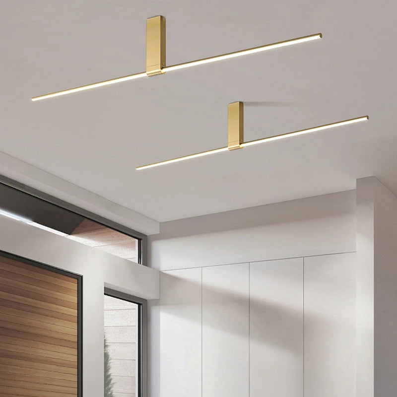Long minimalist ceiling lamps for various spaces
