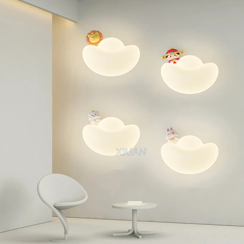 Creative gold ingot wall light with eye protection lion cat rabbit