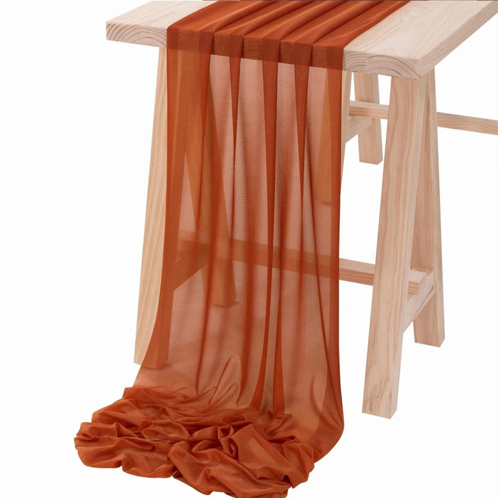 Boho sheer chiffon table runner set of 4 for weddings