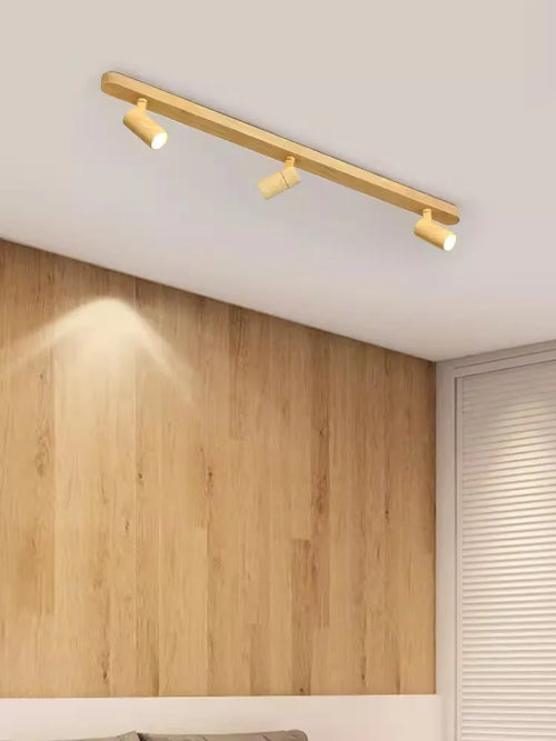 Modern LED chandelier in wood-effect for indoor spaces and elegant design - vue 2 sur 16