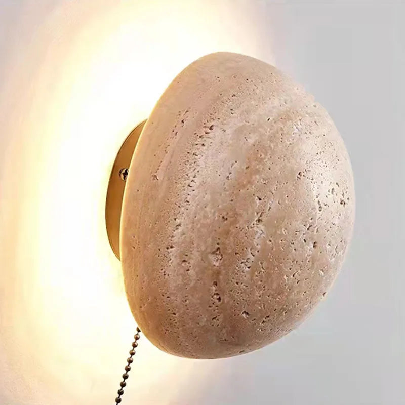 Modern stone wall light with integrated LED and switch - vue 5 sur 8