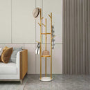 sturdy metal coat rack with integrated shelves and hooks