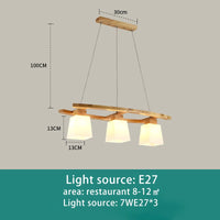 Creative wooden pendant chandelier with three heads for restaurant or café