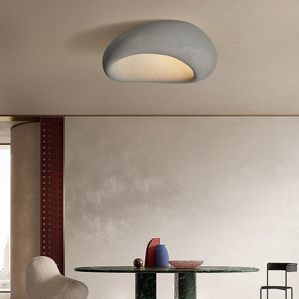 Curved Japanese style designer ceiling light akane - vue 3 sur 10