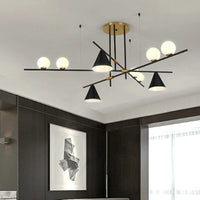 Minimalist industrial glass and LED design chandelier