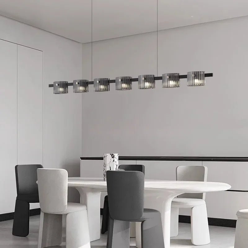 Sandyha modern minimalist glass shade LED pendant chandelier - vue 3 sur 25