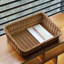 rattan serving tray woven basket with handles for storage