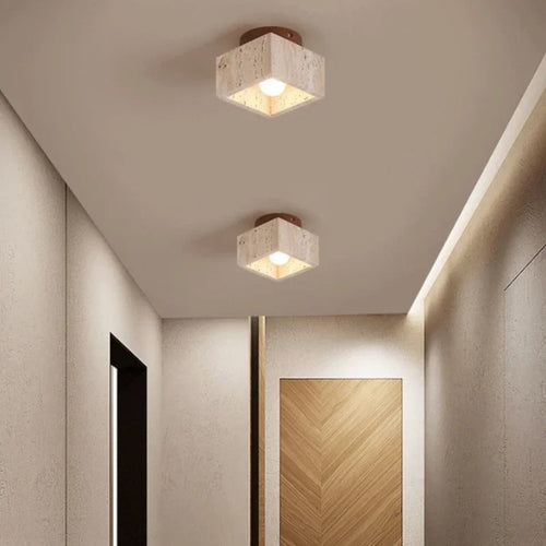 Minimalist stone ceiling light for a calming atmosphere - vue 3 sur 9