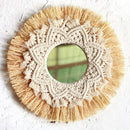 Handwoven boho nordic wall mirror decor
