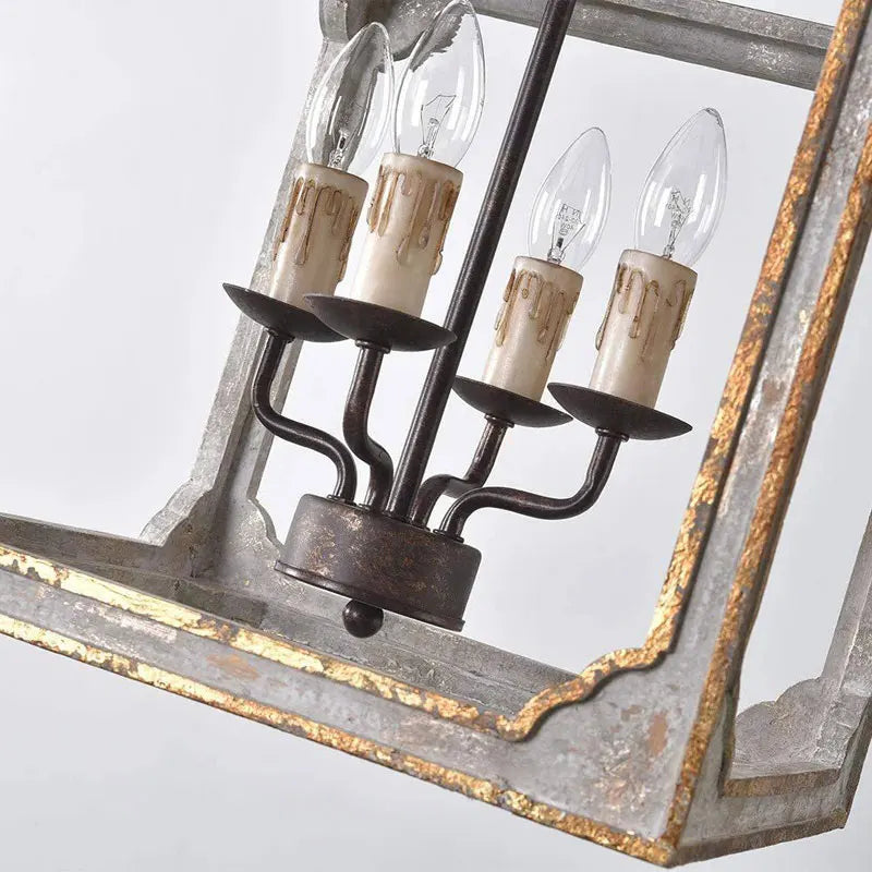 Retro solid wood chandelier in French American country style - vue 6 sur 6