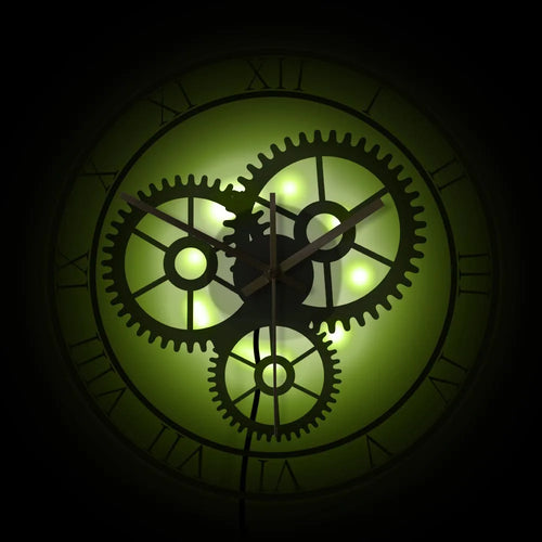 retro silent wall clock with roman numerals and mechanical gears - vue 7 sur 8