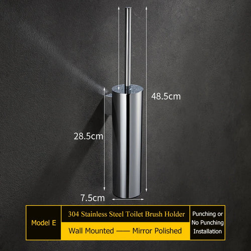 Wall-mounted stainless steel toilet brush holder for bathroom - vue 9 sur 14