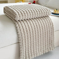 Soft faux fur flannel throw with check pattern for winter