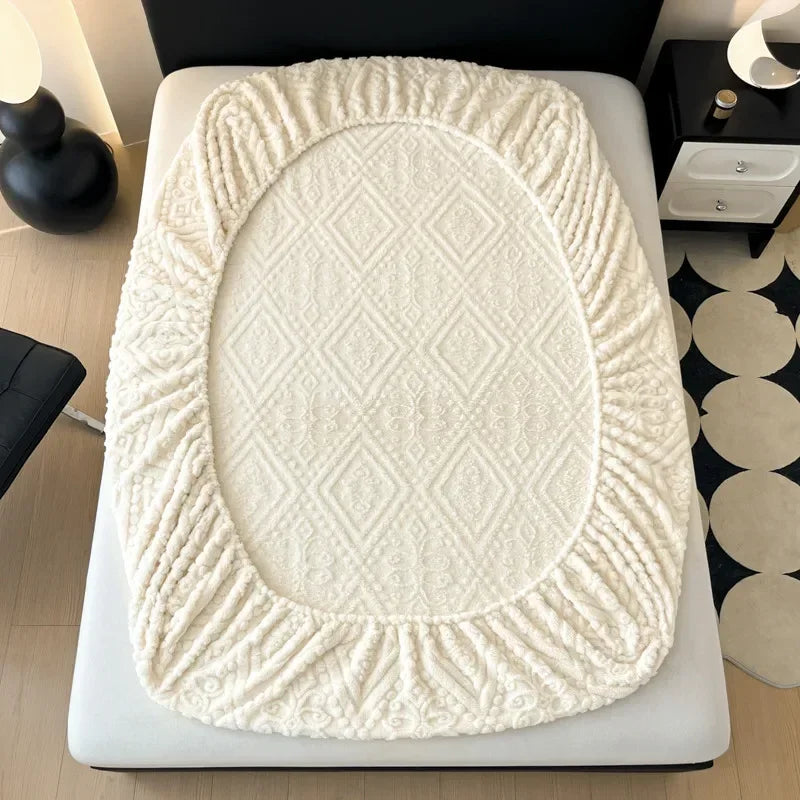 Plush Mattress Cover For Bed,stretch Soft Material Fitted Sheet, Keep Warm,dust Protector,machine Washable 90X200,180X200 - vue 2 sur 20