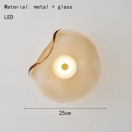 Art deco style grey amber glass LED wall light