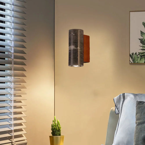 Marble and wood art deco wall light for elegant interiors