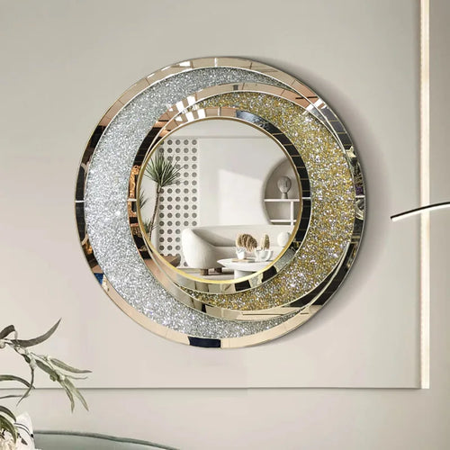 luxury round hanging mirror for home decor - vue 2 sur 6