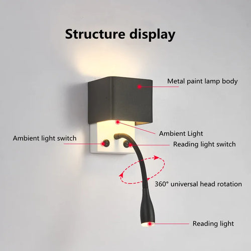 Eye protection reading wall light hotel decoration - vue 6 sur 8