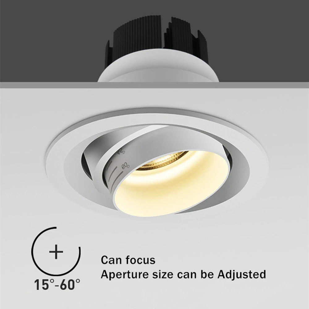 Recessed led spotlight with adjustable beam for targeted lighting
