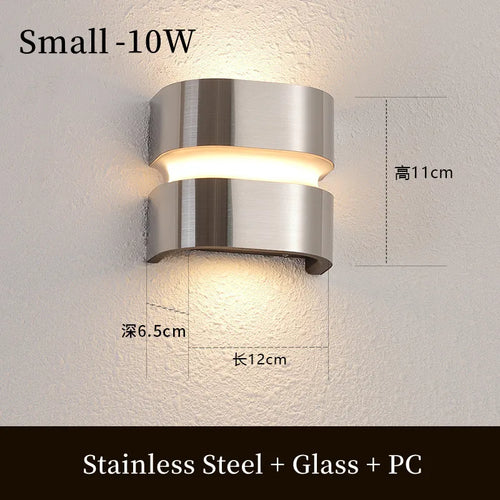 Modern waterproof stainless steel outdoor LED wall light - vue 9 sur 9
