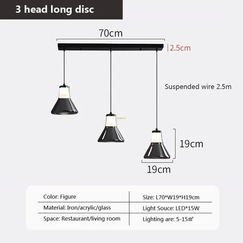 Multi-head glass pendant light for modern interiors - vue 13 sur 23